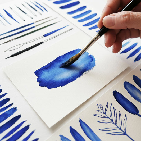 Crisp wet-on-dry watercolor brushstrokes with sharp edges