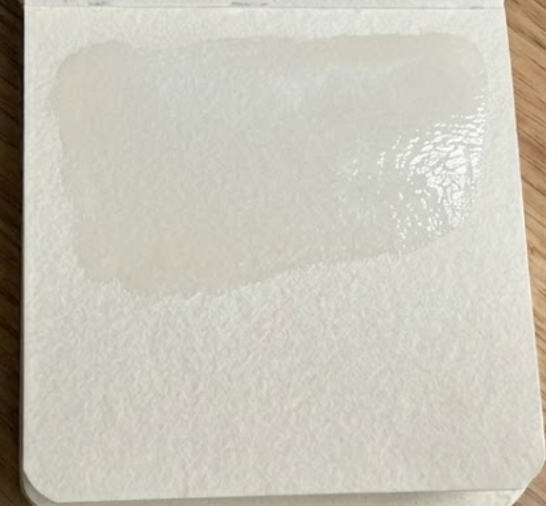 A close-up of a sketchbook page showing the wet-on-wet watercolor technique with a clean water wash applied for a cloud painting.