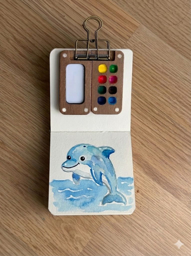 Delfin Akvarellmålning