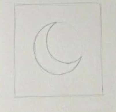 Simple line drawing of a crescent moon on a white background