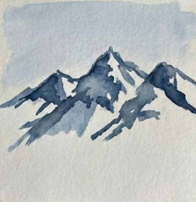 Watercolor painting of mountains
