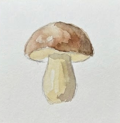 A simple mushroom watercolor painting
