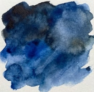 Abstract blue watercolor stain on a white background