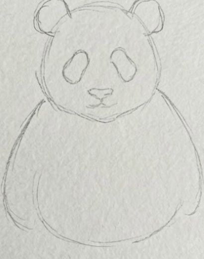 Pencil sketch of a panda on a plain background