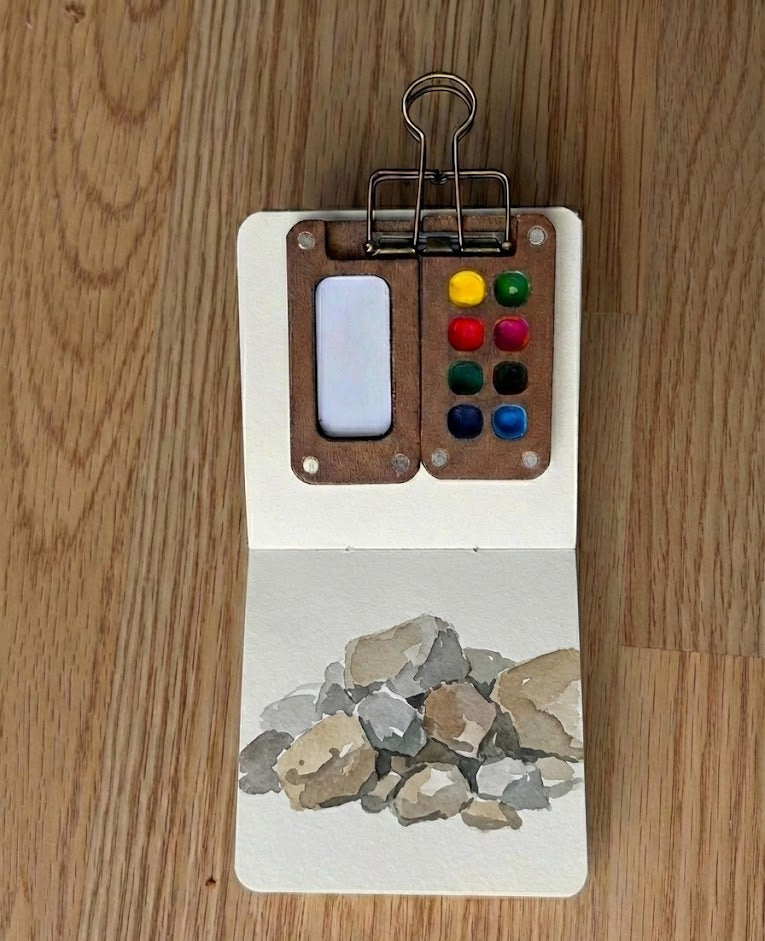 watercolor painting of rocks 