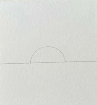 Pencil drawing of a line and a outline of a sun