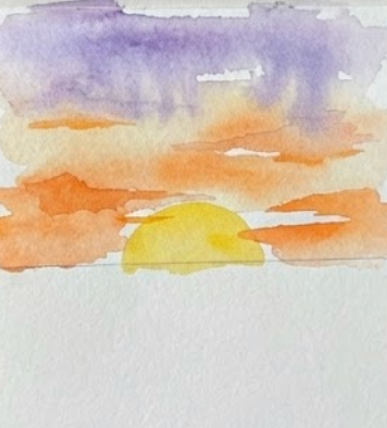 Watercolor painting of a sunset