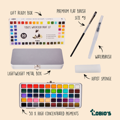 Tobio's™ 50 Watercolor Paint Set