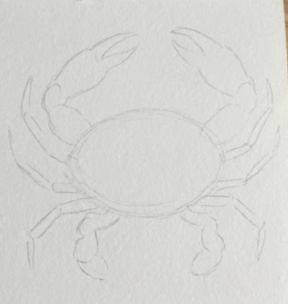 Outline of a crab on a textured white background