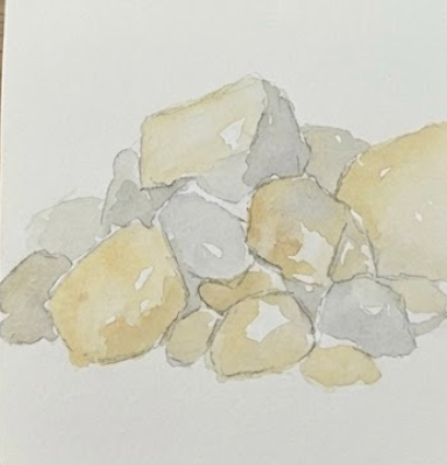 Illustration of beige and gray rocks on a white background