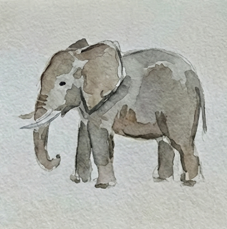 Step 2 finishing the expressive sketchbook study with crisp, dry-brush details on the legs, a simple eye dot, and a flicked tail to ground the animal.
