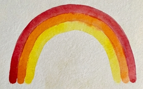 Step 3 introducing a bright yellow band below the orange, creating a soft, warm blend between the colors.
