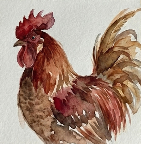 Step 3 creating the sweeping tail feathers using a dry brush technique with Indigo and Burnt Sienna to achieve a wispy, airy effect.